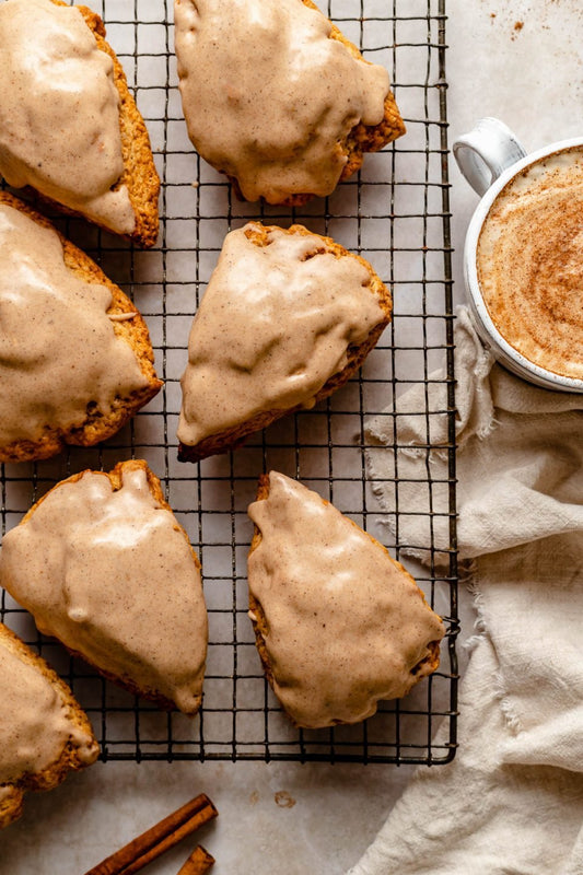 Chai Spiced Sourdough Scone with Maple butter glaze